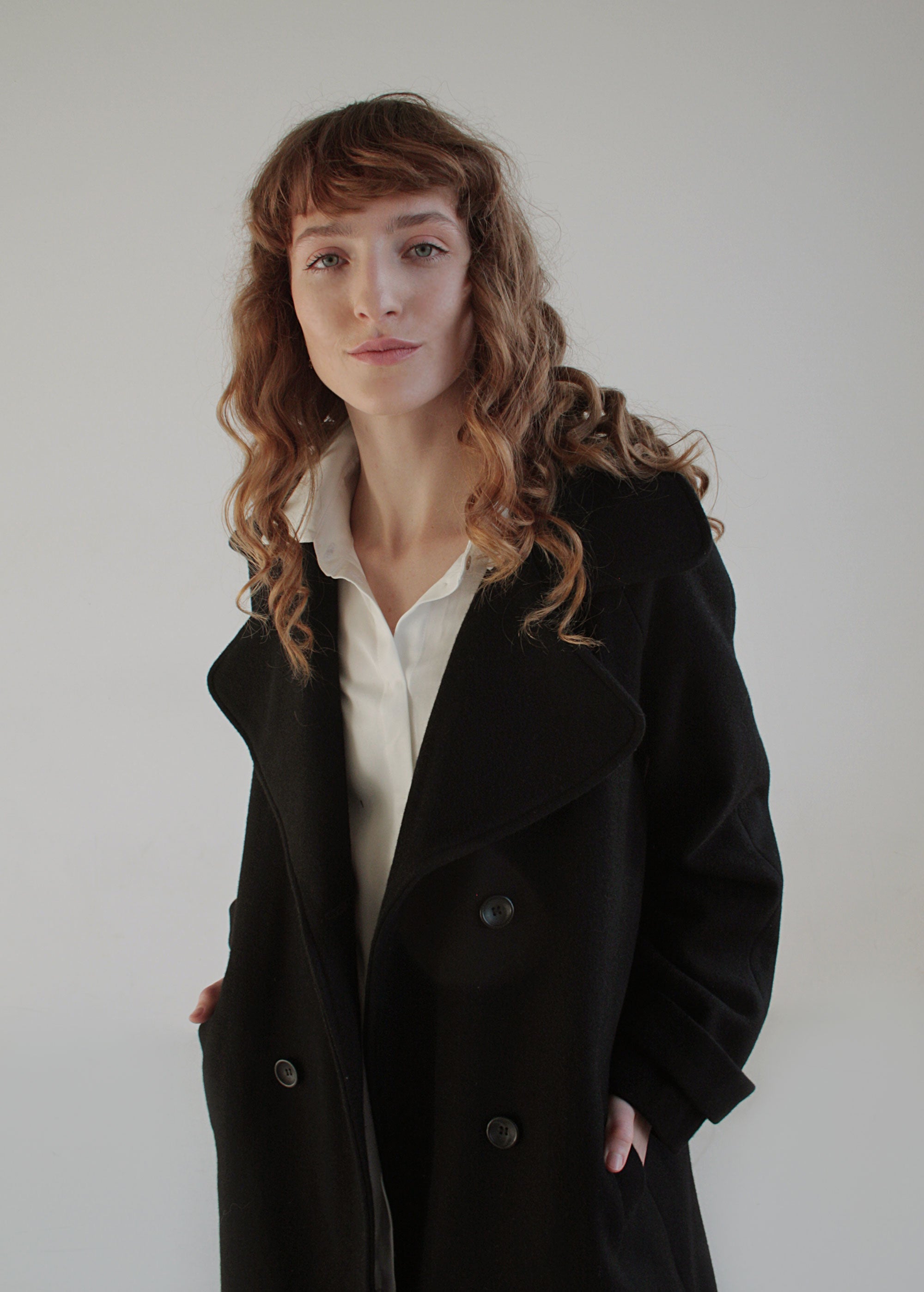 XS/S, S/M, L/XL "Emma" Black Wool Coat