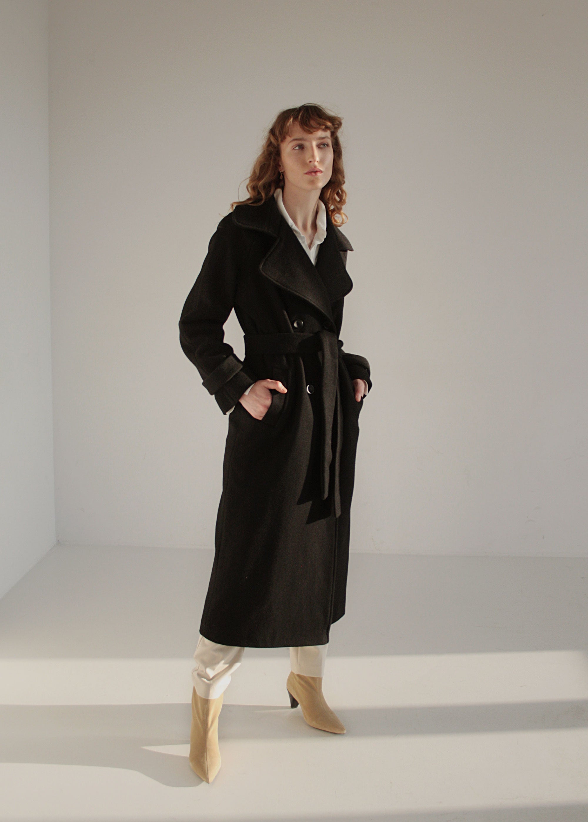 XS/S, S/M, L/XL "Emma" Black Wool Coat