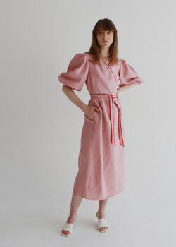 "Diana" Pink Linen Dress