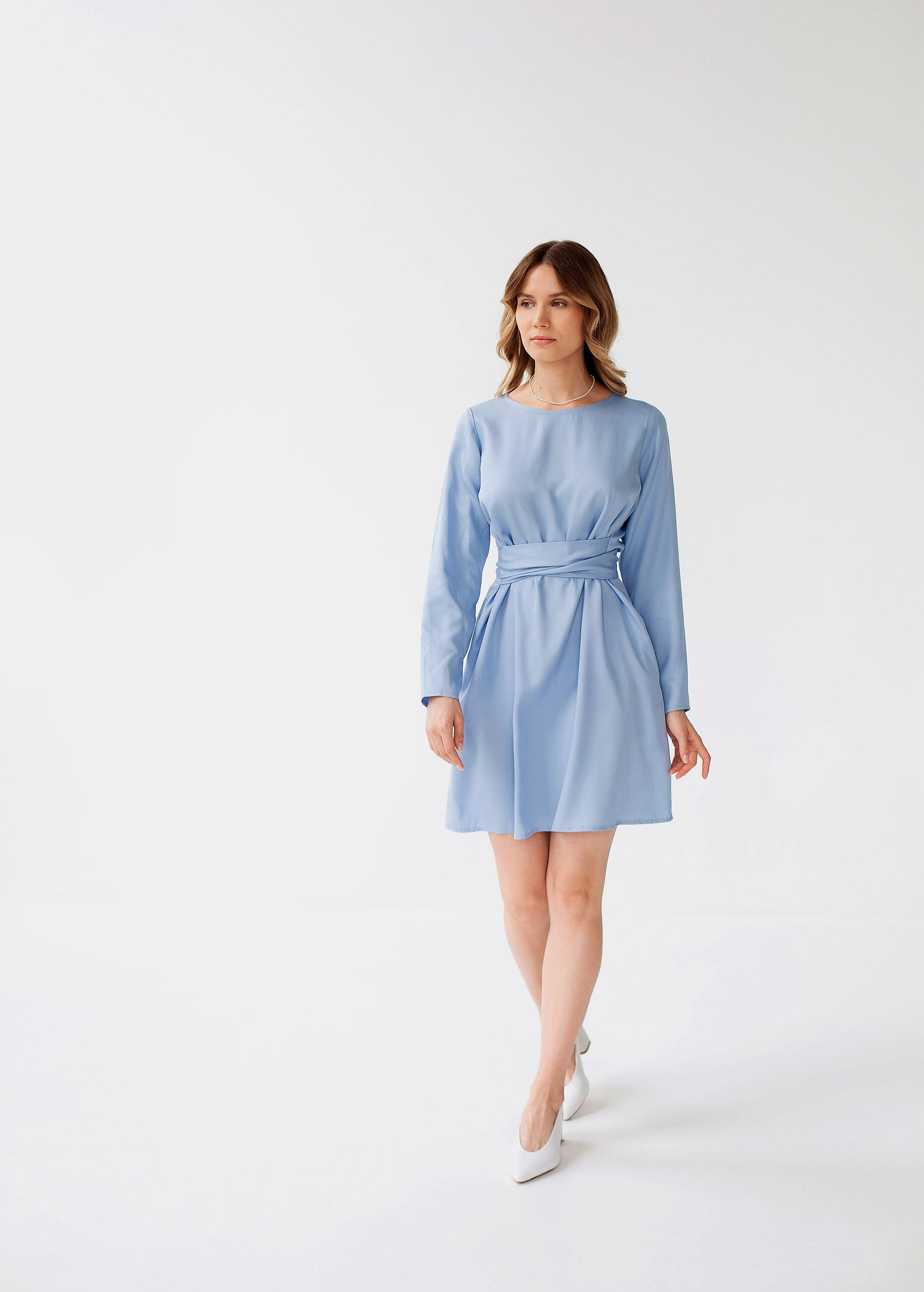 "Audrey"  Sky Blue Mini Dress