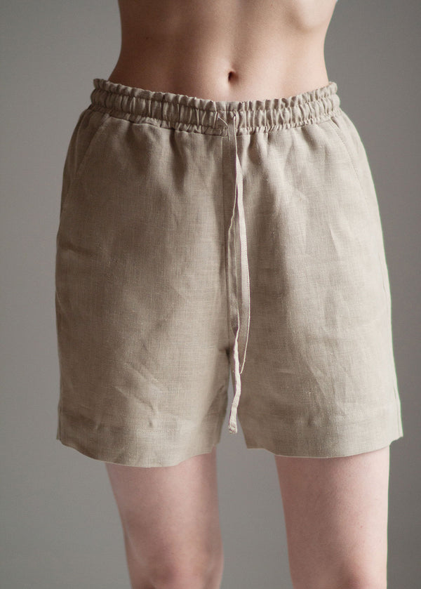 Cream Linen Shorts