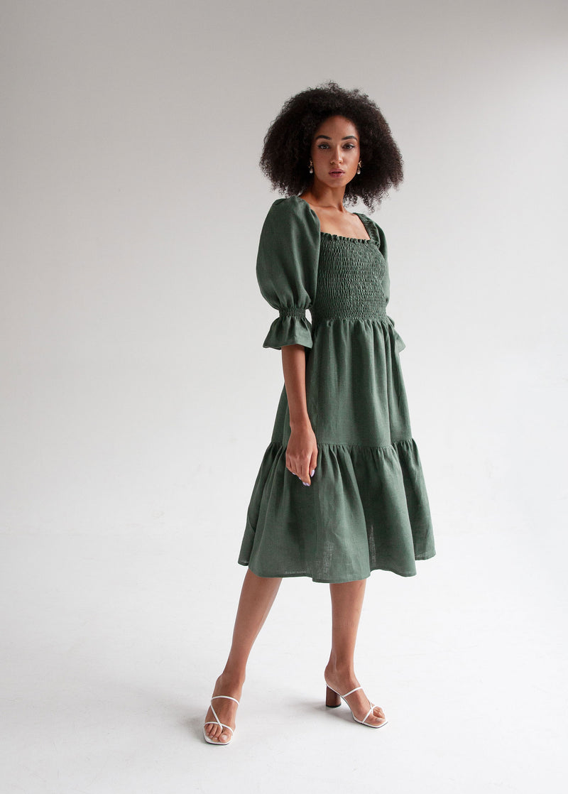 "Camila" Sage Green Midi Dress