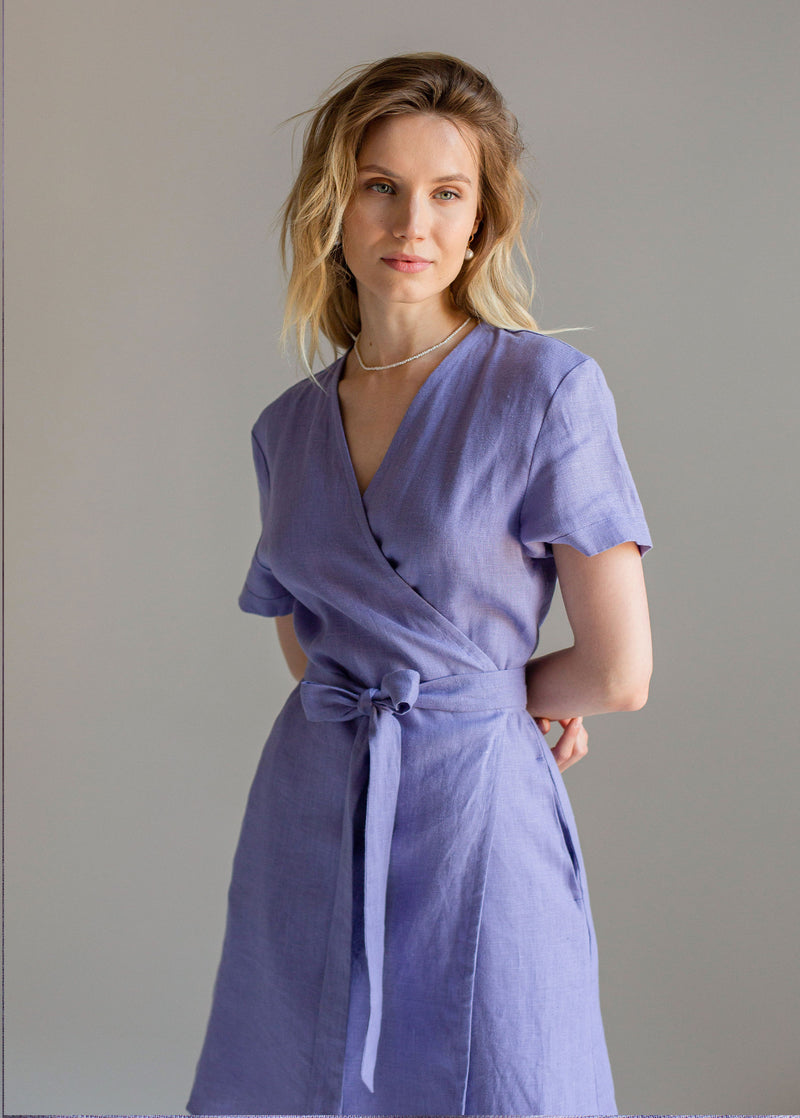 Zoey" Lavender Mini Wrap Dress