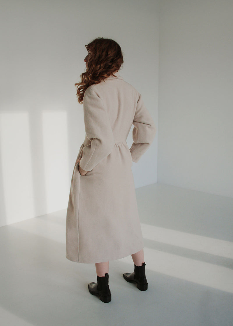 "Olivia" Beige Wool Coat