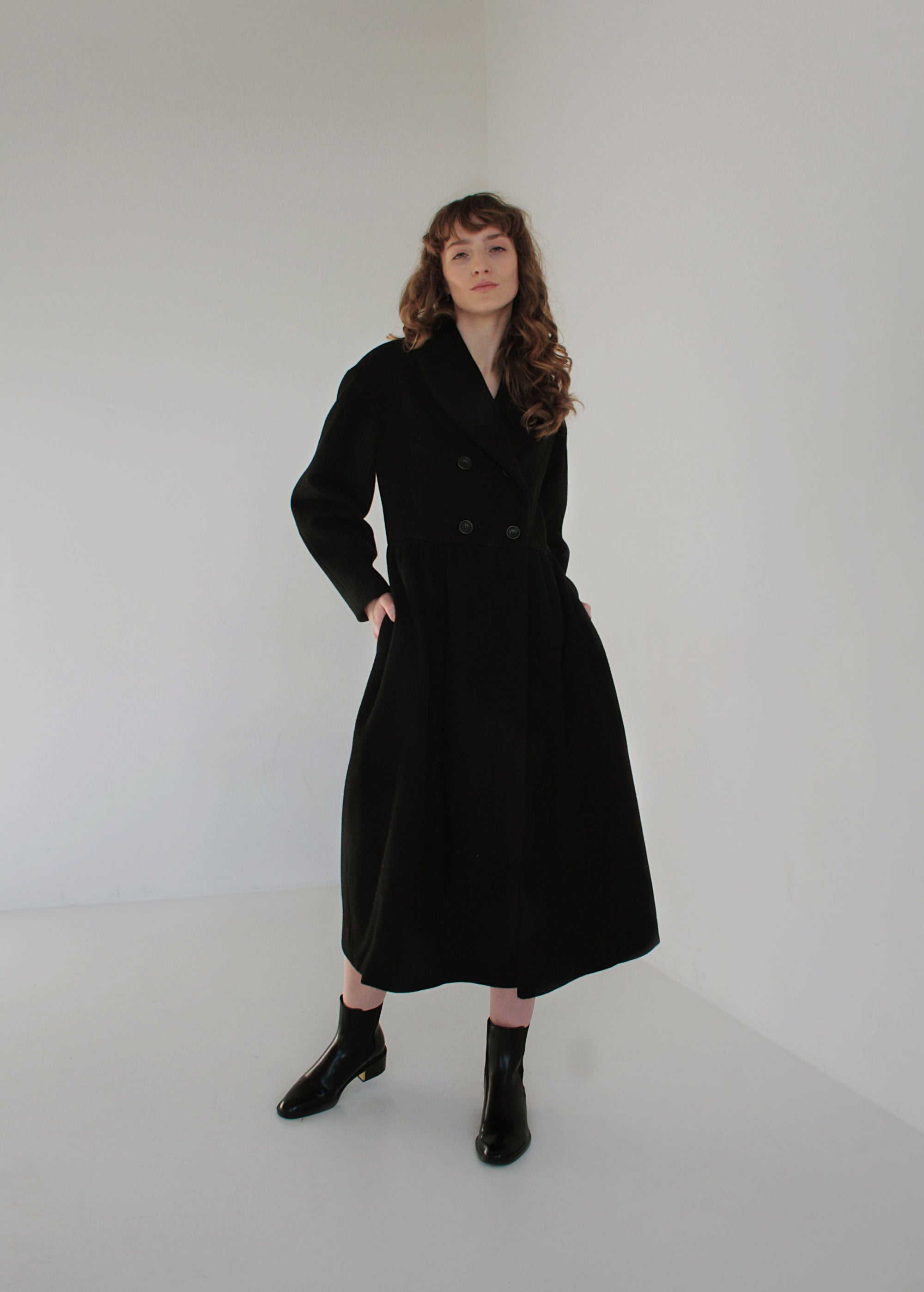 "Olivia" Black Wool Coat