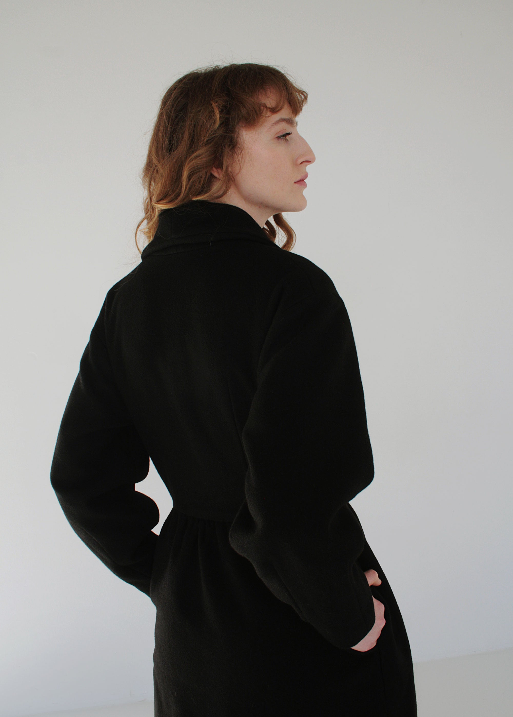 "Olivia" Black Wool Coat