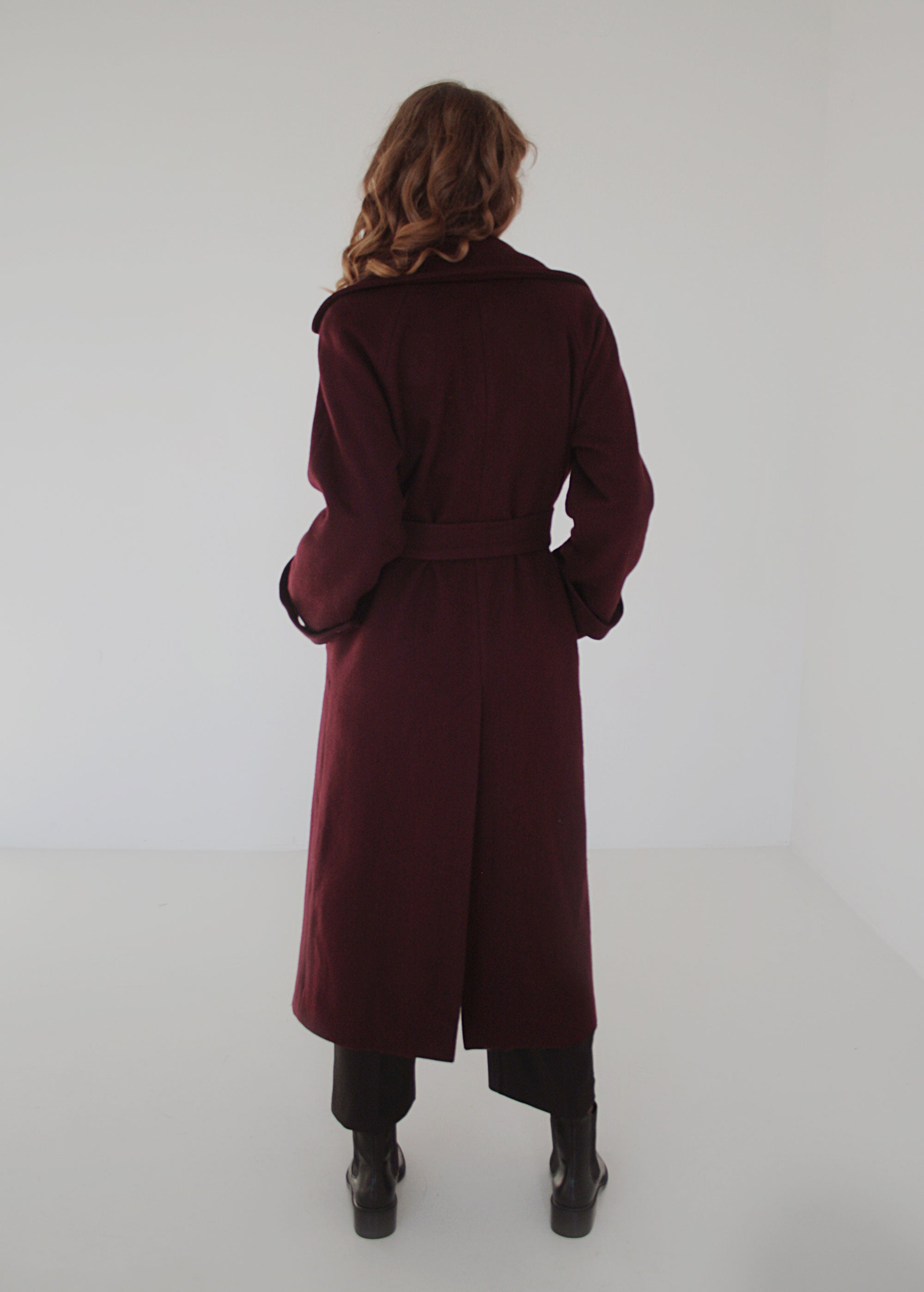 XS/S, S/M, L/XL "Emma" Burgundy Classic Wool Coat
