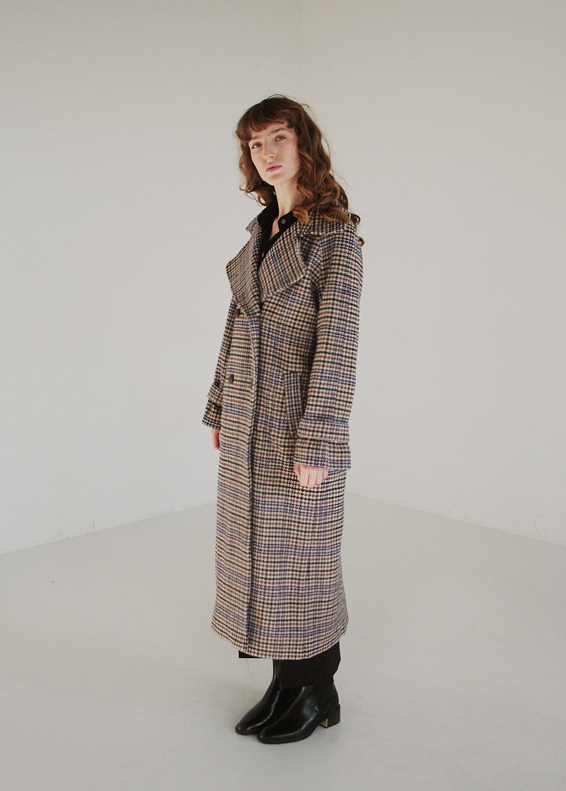 "Emma" Checked Classic Wool Coat