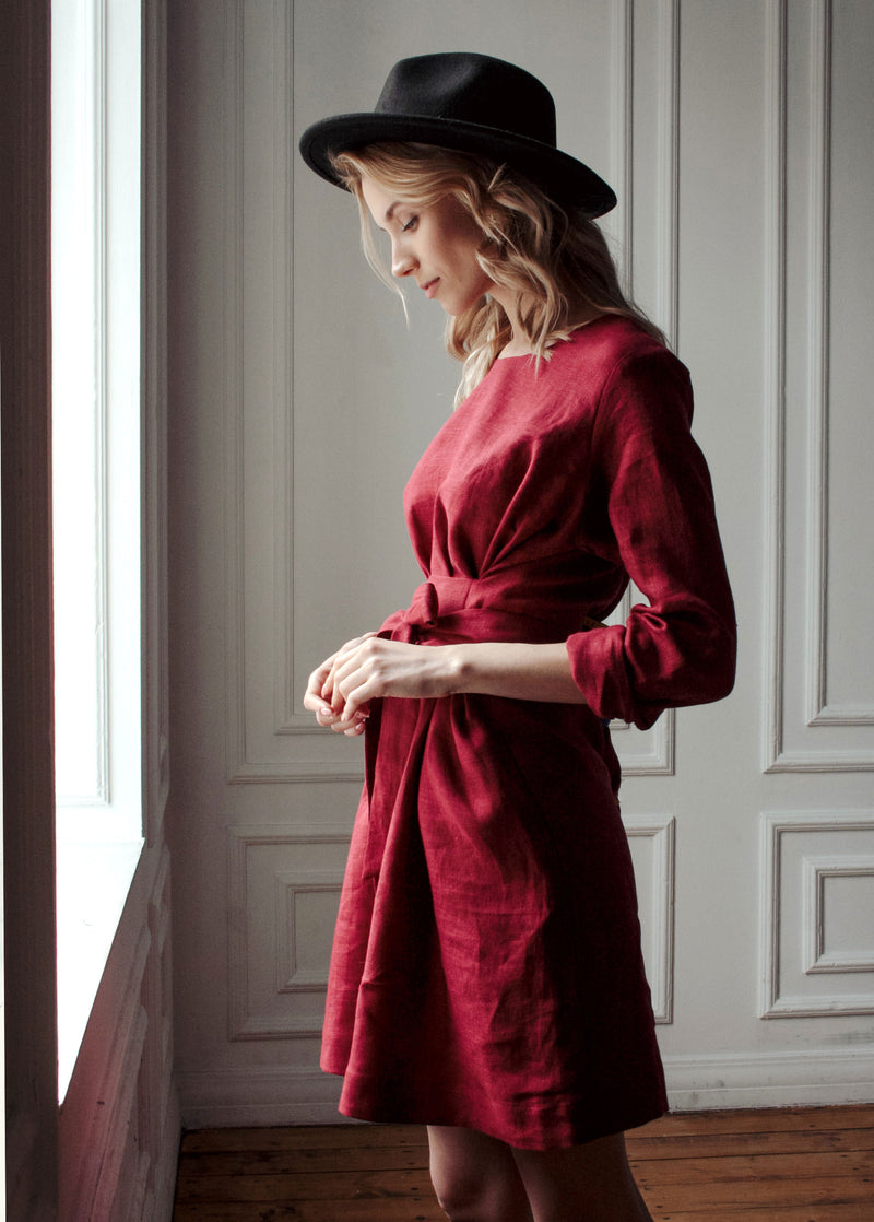 "Audrey" Burgundy Mini Dress