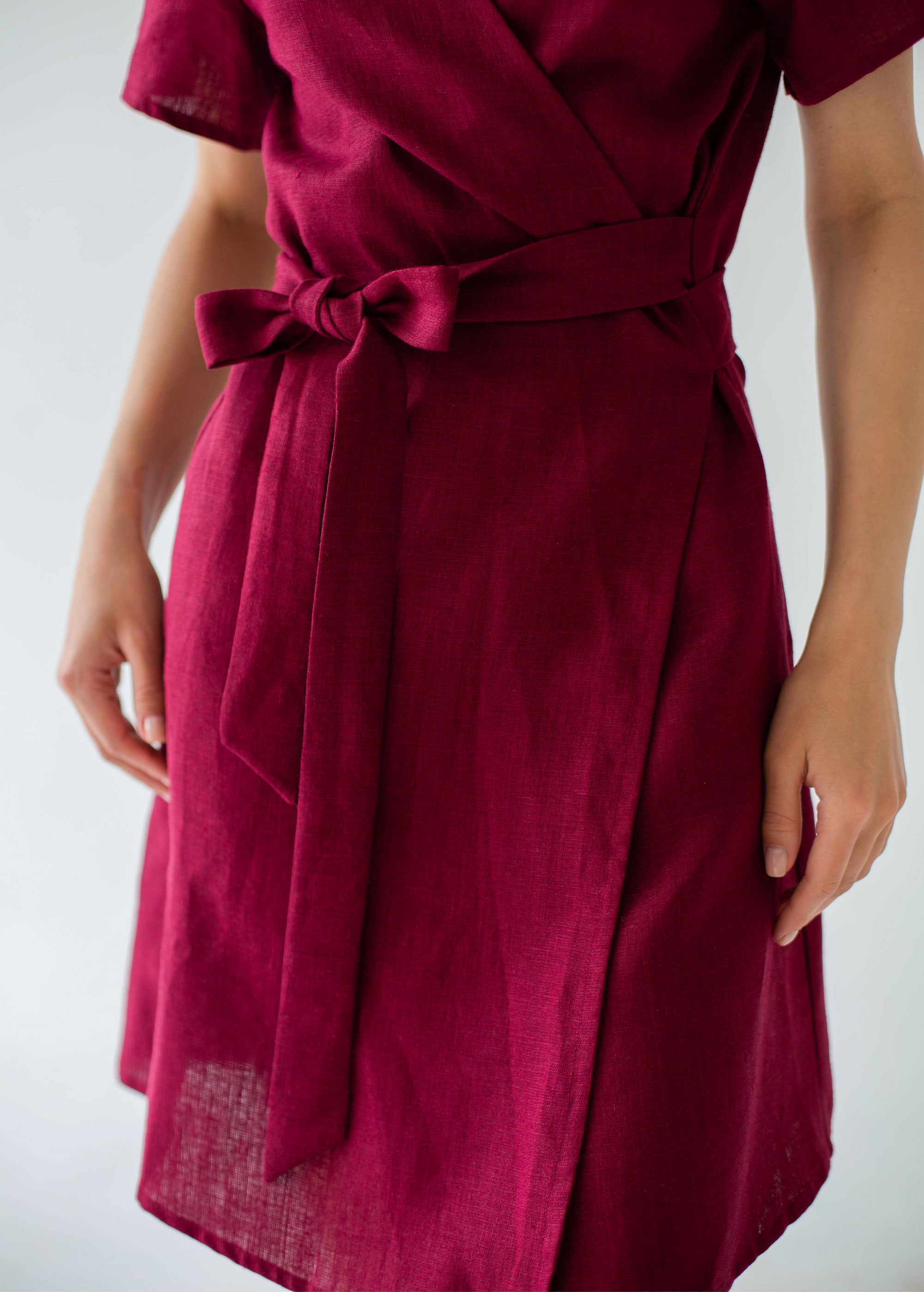 "Zoey" Burgundy Linen Dress